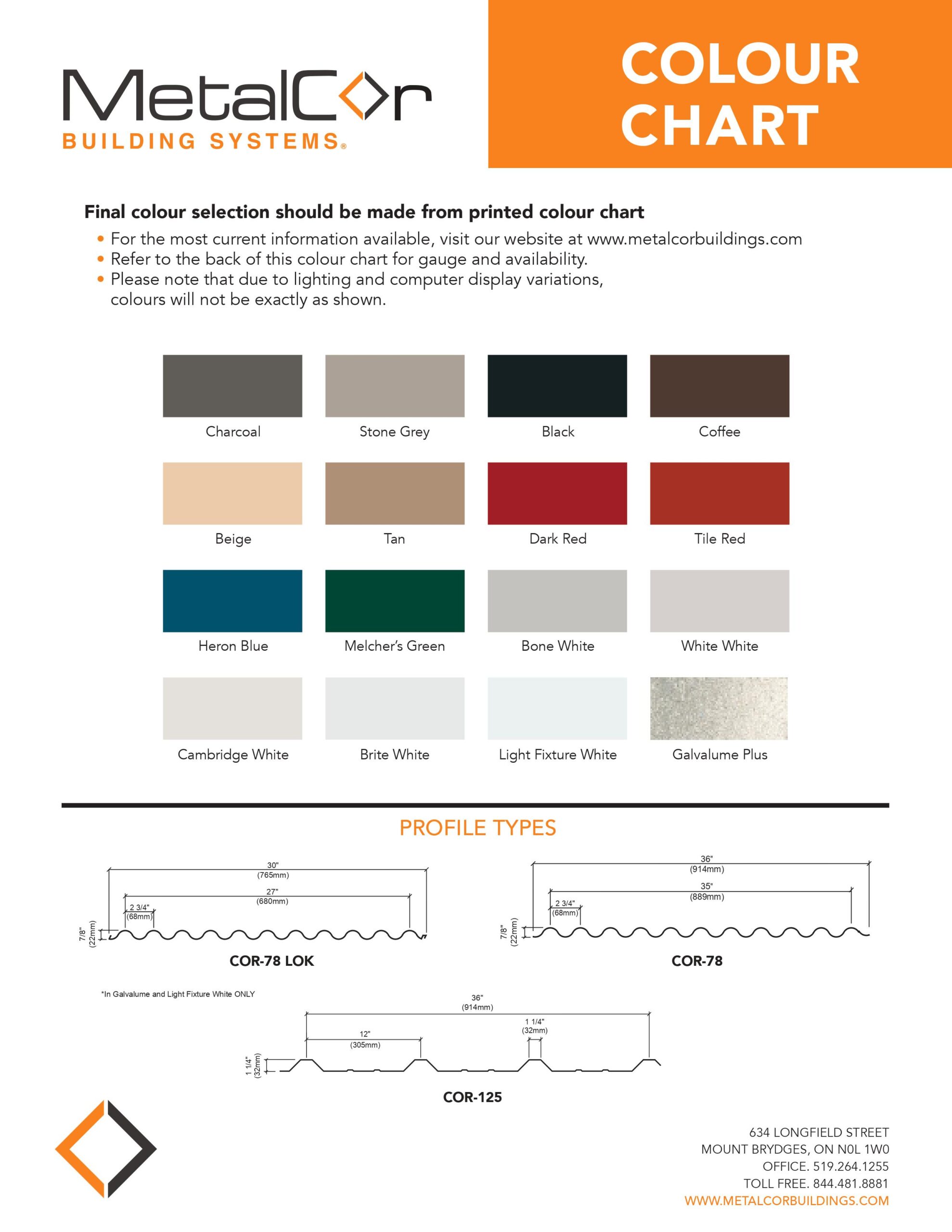 Wall panel colour swatches