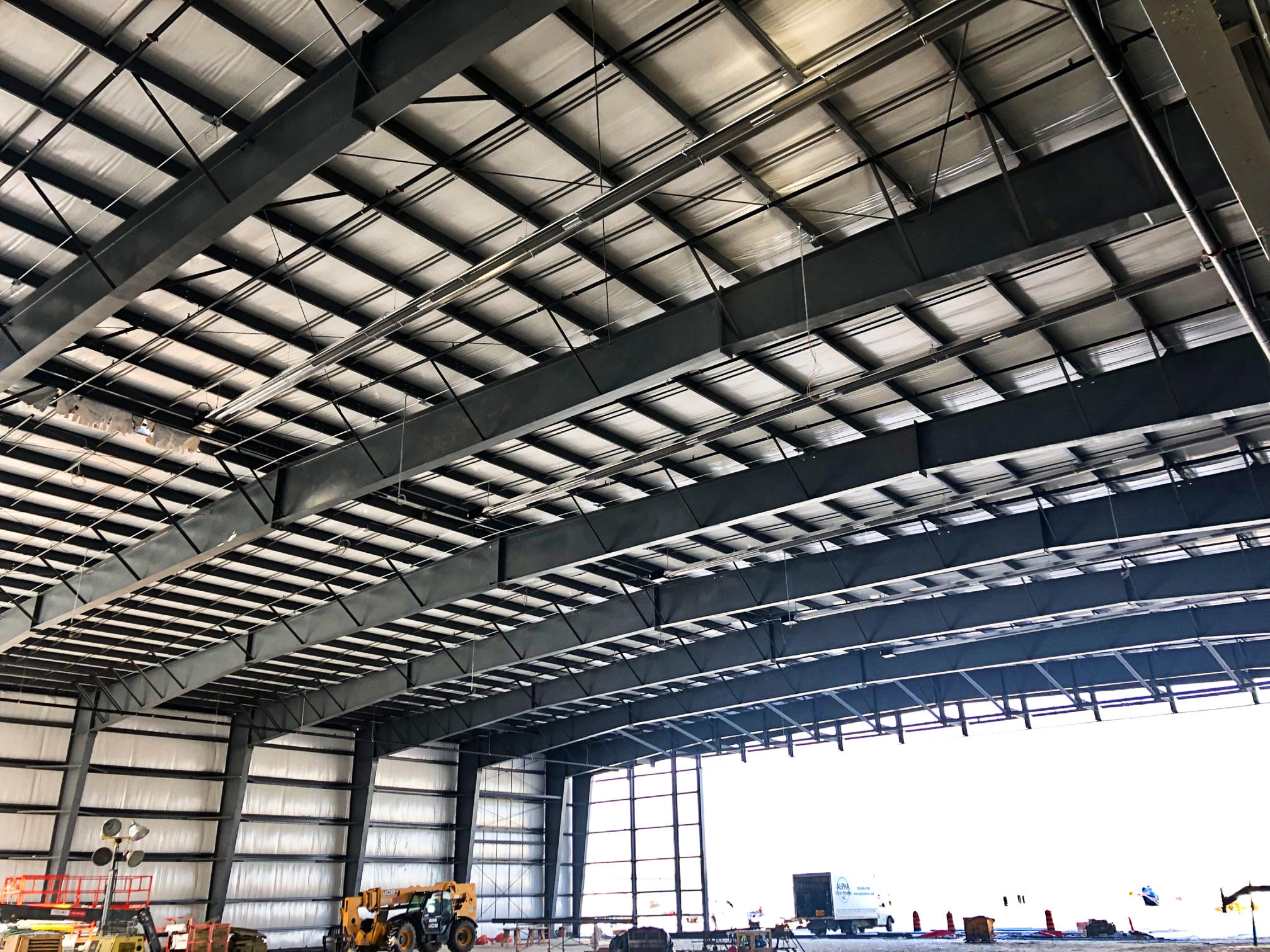 Roof of a hangar